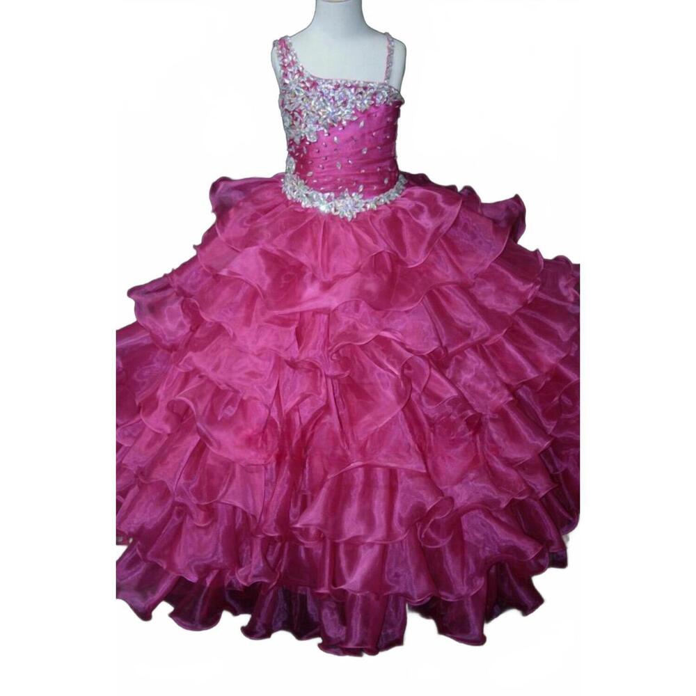 NEW LITTLE ROSIE girl's glitz pageant dress in fuchsia